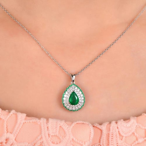 Set aus Smaragdschmuck mit Diamanten Teal