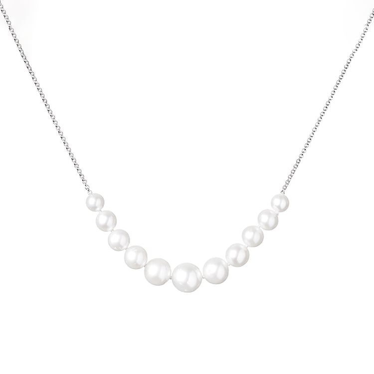 Elegante silberne Kette mit Perlen Liber