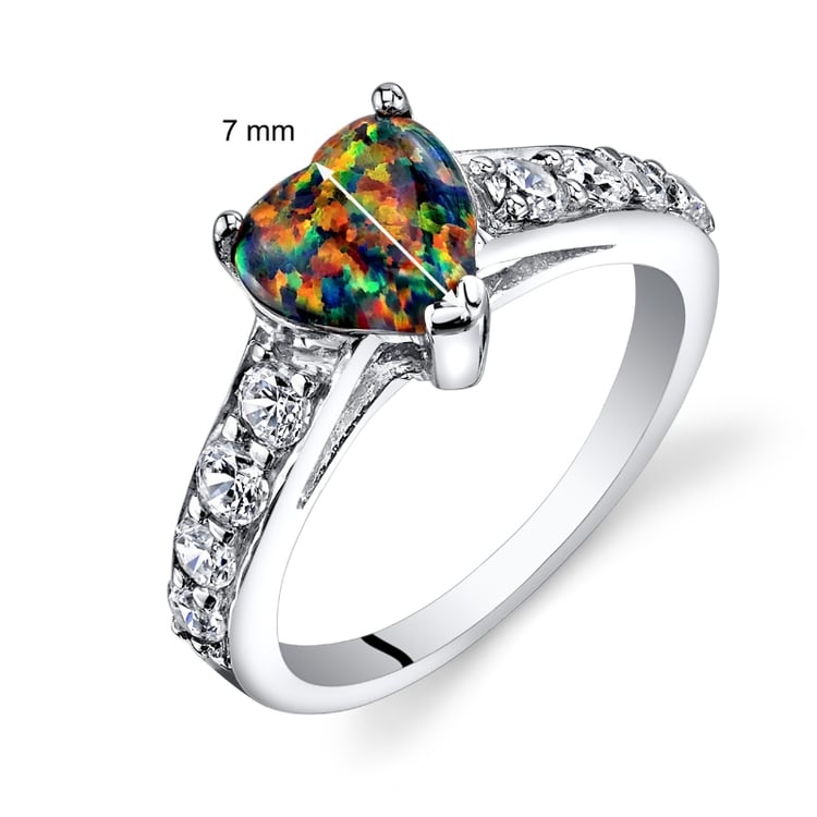 Silberner Ring mit schwarzem Opal in Herzform Bailey 92959