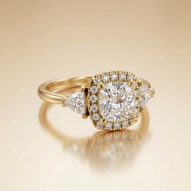 Halo Verlobungsring mit Diamanten und Initialen 169967