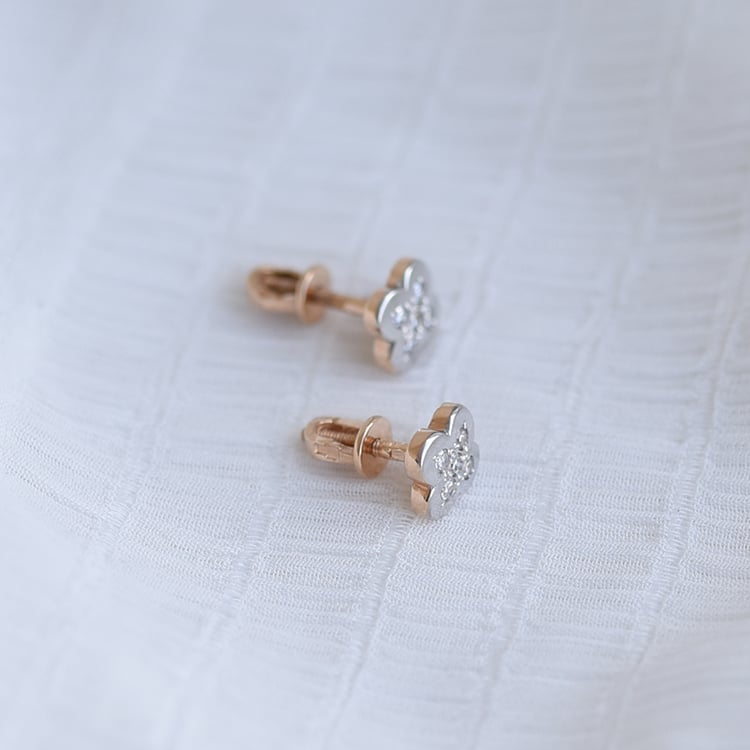 Diamantene Kleeblätter in goldenen Ohrringen Solene 64177