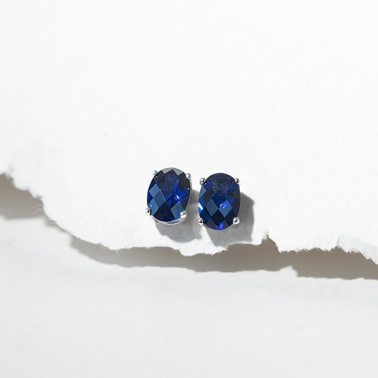 Goldene Ohrringe mit ovalen Saphiren Qati 128267