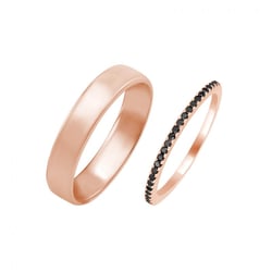 Eternity Ehering mit schwarzen Diamanten und Herrenring Oana