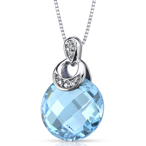 Ein runder schweizer Topas im goldenen Anhänger mit Diamanten Felipe