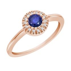 Goldring mit zentralem Saphir mit Diamanten Tafne