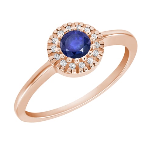 Goldring mit zentralem Saphir mit Diamanten Tafne