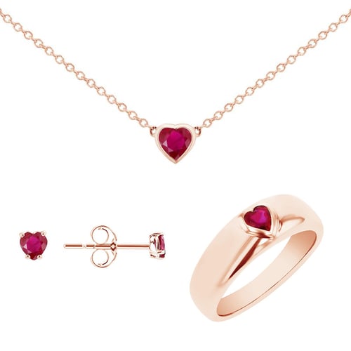 Schmuckset mit Rubinherzen Millicent