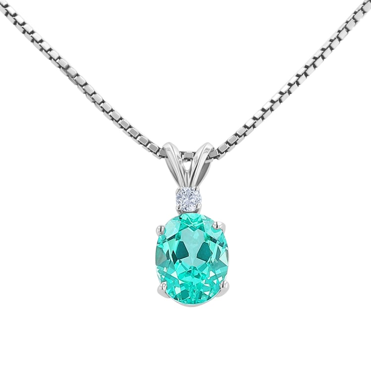 Goldener Anhänger mit einem ovalen Lab Grown Paraiba Turmalin Davi