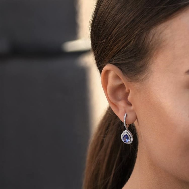 Goldnene Ohrringe mit Tansanit und Diamanten Maxila 105067