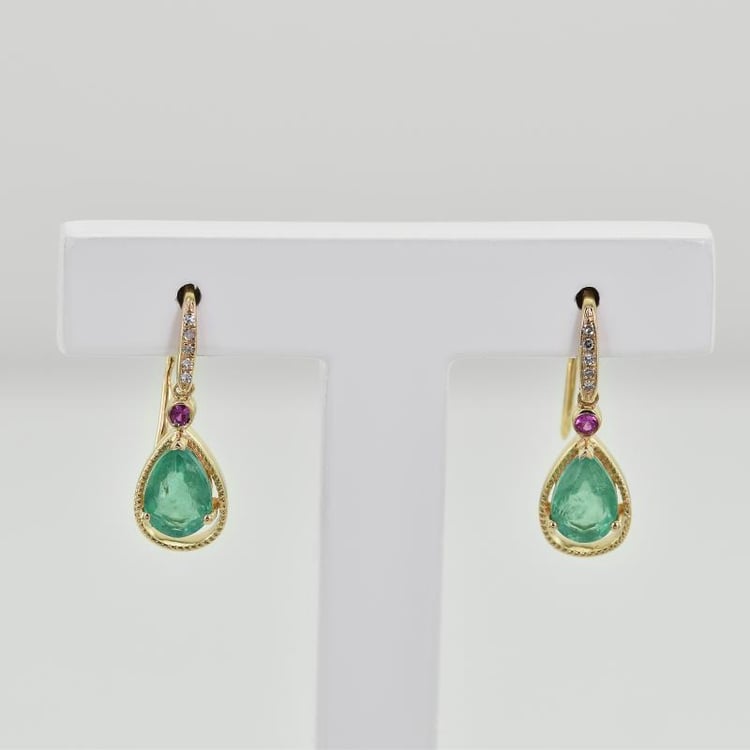 Smaragdohrringe mit Saphiren und Diamanten Elsterna 8542