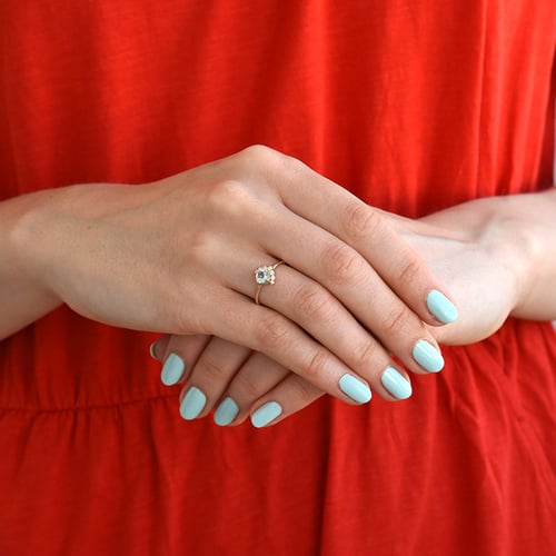 Goldener Ring mit Aquamarin und Diamanten Ammiel