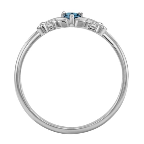 Ring mit herzförmigem Topas und Notenschlüssel Akant