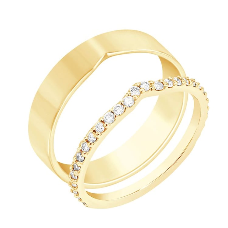 Eternity-Ring mit Lab Grown Diamanten und ein flacher Ring als Eheringe Venturelli 100123