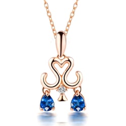 Anhänger im Sternzeichen Waage mit Saphir und Diamant Balanza