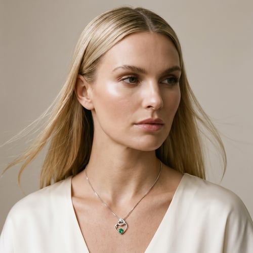 Silberner Anhänger Mutter und Kind mit Smaragd und Diamant Ella