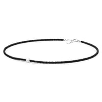 Silberne Kette mit Spinell-Perlen und einer weißen Perle Gibbs