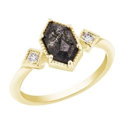 Ring mit Hexagon Salt and Pepper Diamanten Leyla