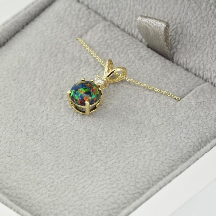 Anhänger mit DIamanten und schwarzem Opal 38162