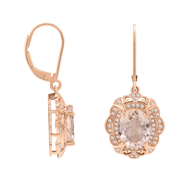 Goldene Ohrringe mit Morganit und Diamanten Moul 32487