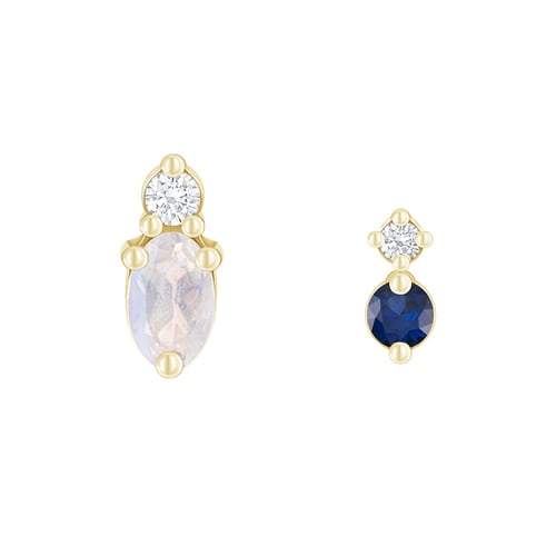 Cluster-Ohrringe mit Mondstein, Saphir und Diamanten Roseann