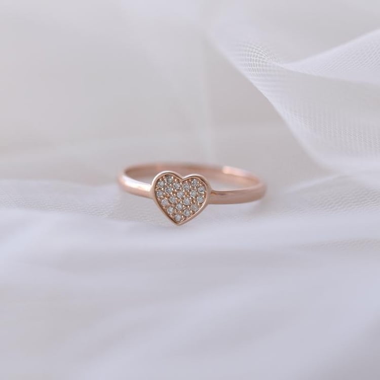 Goldener Diamantring Herzform Rosegold 52303