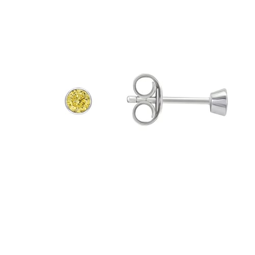 Silberne Ohrstecker mit gelben Diamanten in Bezelfassung Tofine