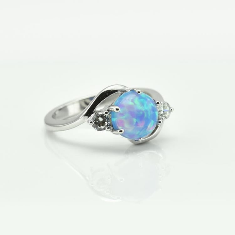 Silberring mit Opalen und Zirkonia Jimena 11111