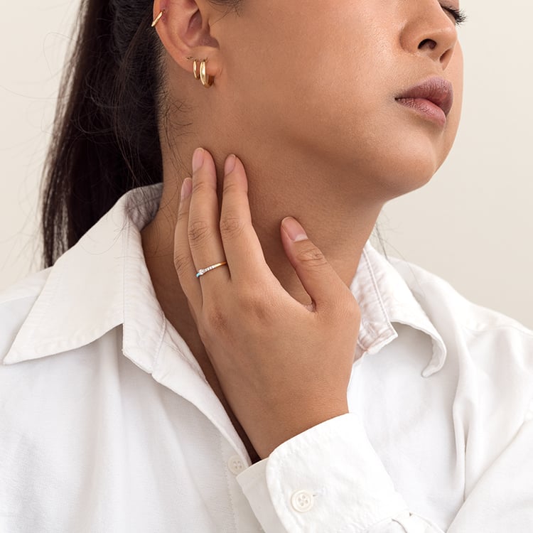 Blauer Keramikring mit Diamanten Ciaran 128483