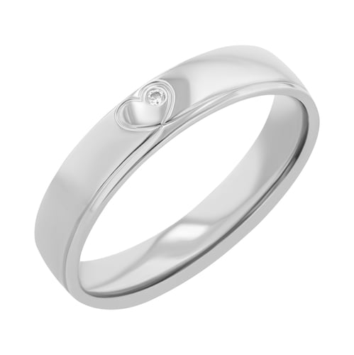Goldene Eheringe mit einem Herzen und einem Diamanten Maline