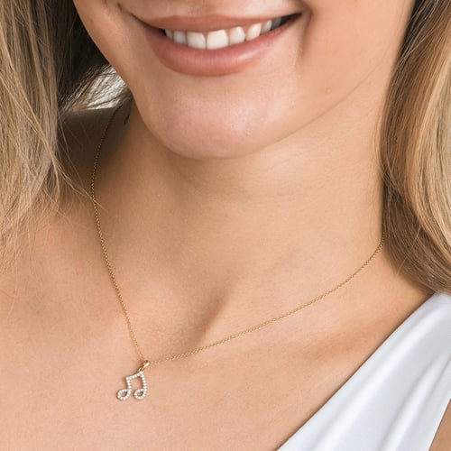 Anhänger aus Gold mit Lab Grown Diamanten in Form einer Note Ariel