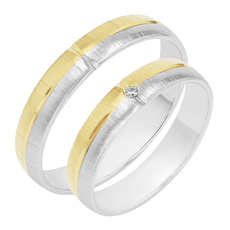 Dezente Eheringe mit einem Diamanten Sarika