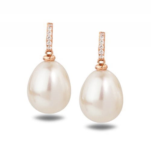 Goldene Perlenohrringe mit Diamanten Manisha