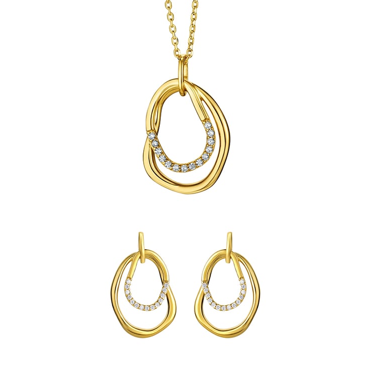 Vergoldetes Schmuckset mit Zirkonen Roth