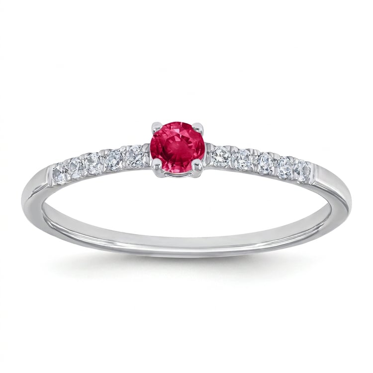 Silberring mit Rubin und seitlichen Lab Grown Diamanten Mikey 169421