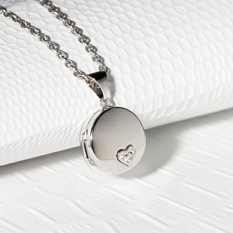 Silbernes Medaillon mit Diamant im Herz Barra 114787