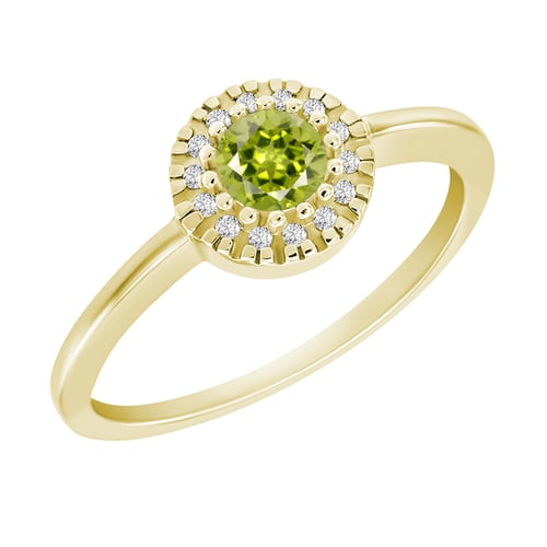 Verlobungsring mit Olivin und Diamanten Tafne