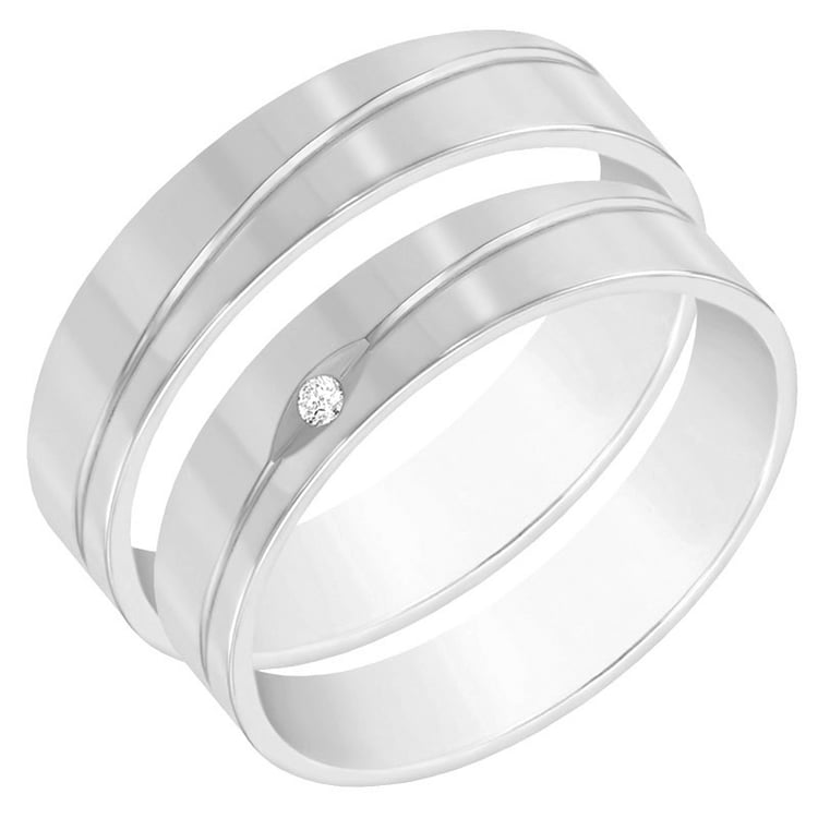 Flache Eheringe aus Gold mit Diamanten Tesar 121830