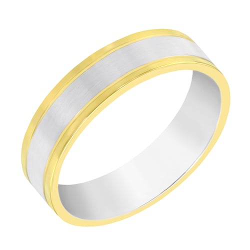 Flache zweifarbige Eheringe aus Gold Mayne