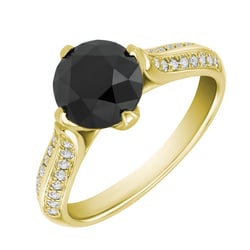 Goldener Verlobungsring mit 2.47ct schwarzem Diamant Ida
