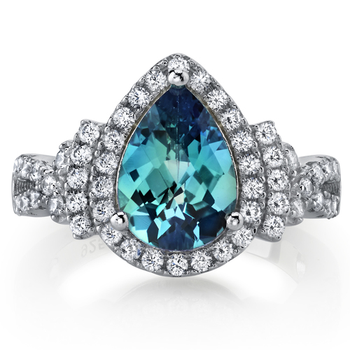 Goldener Halo-Ring mit Alexandrit und weißen Topasen Milades 42881