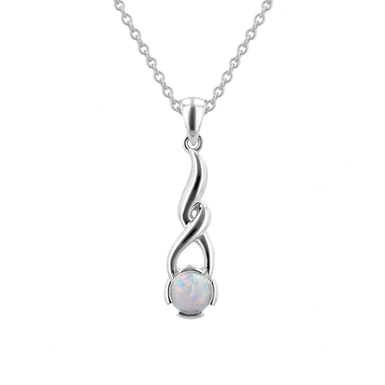 Silberner Anhänger mit weißem Opal Kaia
