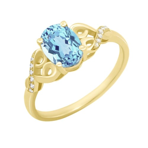 Goldring mit Blautopas und Diamanten Alanyse