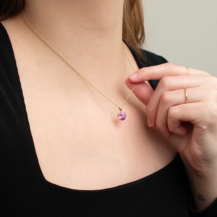 Rosa Saphir in Goldanhänger Icy 135519