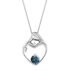 Platinanhänger Mutter und Kind mit Diamanten in Blau und Weiß Ella