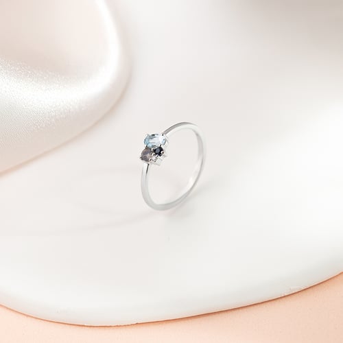 Cluster-Ring mit Aquamarin, Labradorit, Saphir und Diamant Bluma