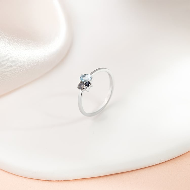 Cluster-Ring mit Aquamarin, Labradorit, Saphir und Diamant Bluma 149132