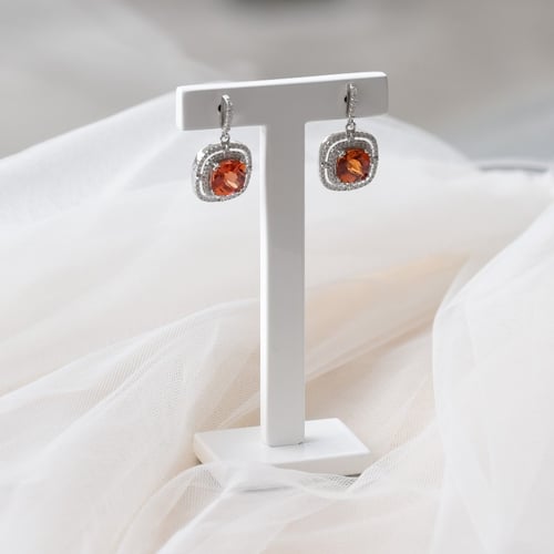 Padparadscha Saphir in silbernen Ohrringen mit Zirkonia Sanna