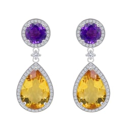 Ohrringe mit Citrin und Amethyst Mahal