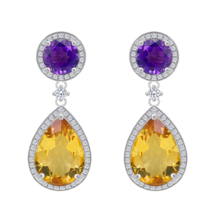 Ohrringe mit Citrin und Amethyst Mahal