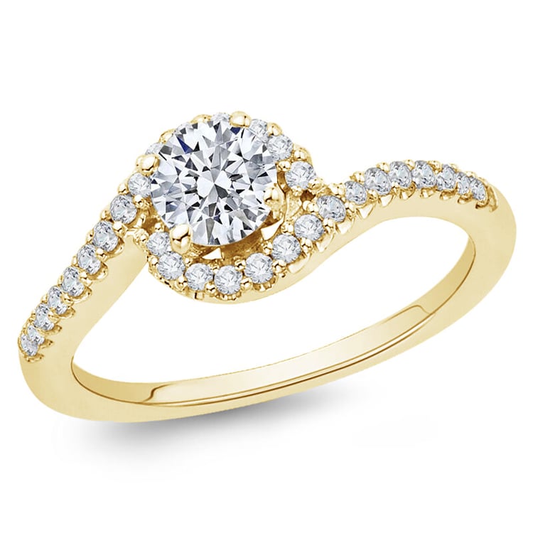 Gelbgold Verlobungsring mit Diamanten 75028